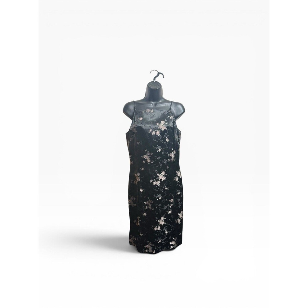 Vintage 90s Karen Kane Eastern Floral Brocade Jacquard Slip Dress Women's 6